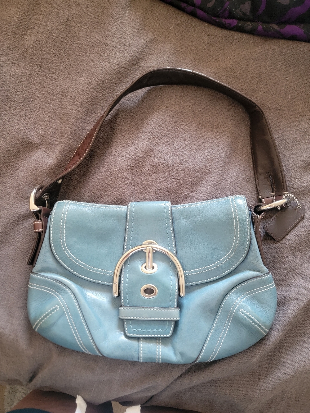 Coach Blue And Brown Shoulder Bag
